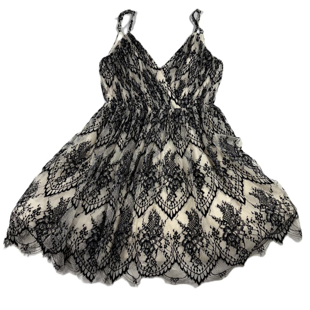 Alice & Olivia Cara Flared Black Women's Lace Mesh Lined Cocktail Dress Size 4